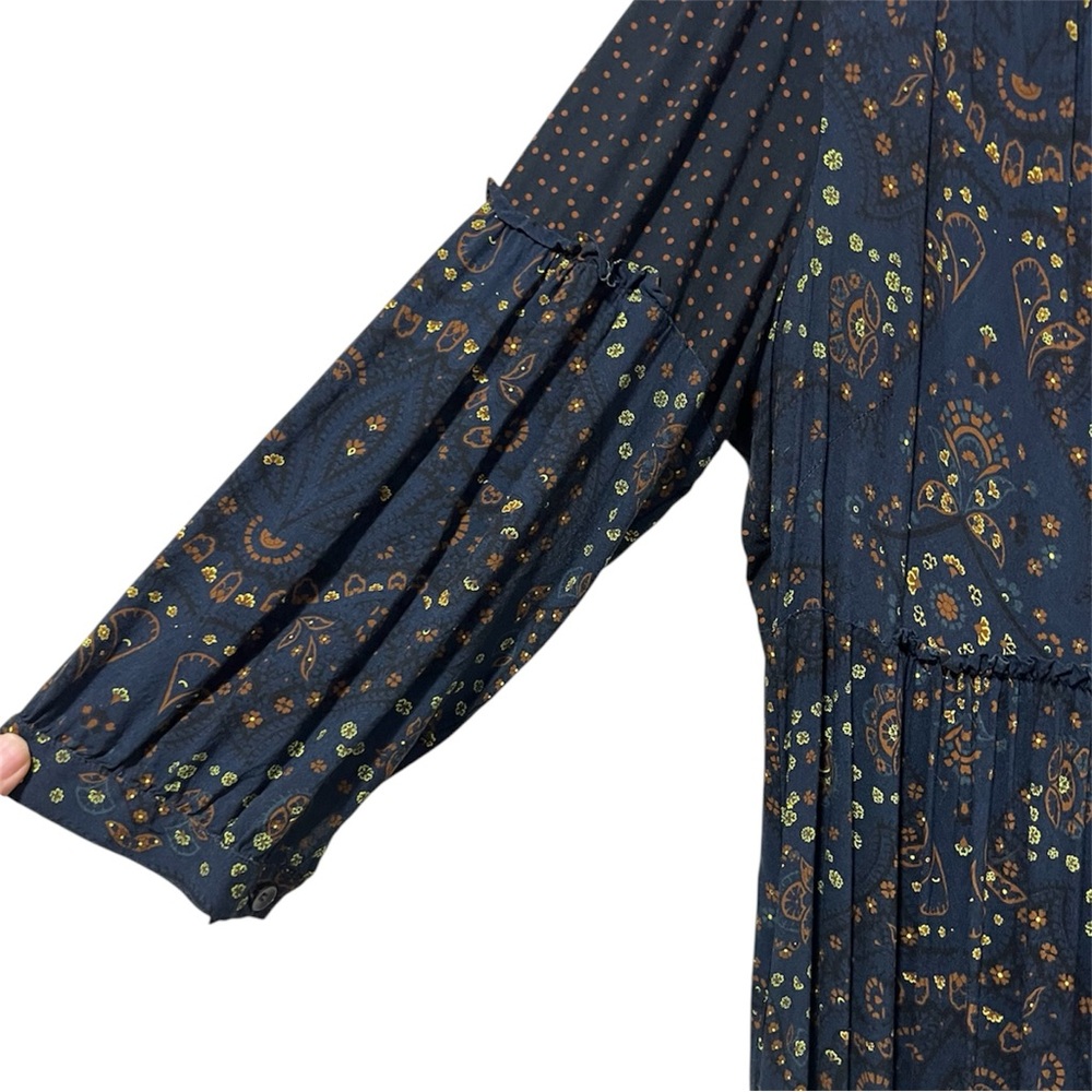 Malia Mills Flowy Button Front 3/4 Sleeve Maxi Shirt Dress - Picture 15 of 16